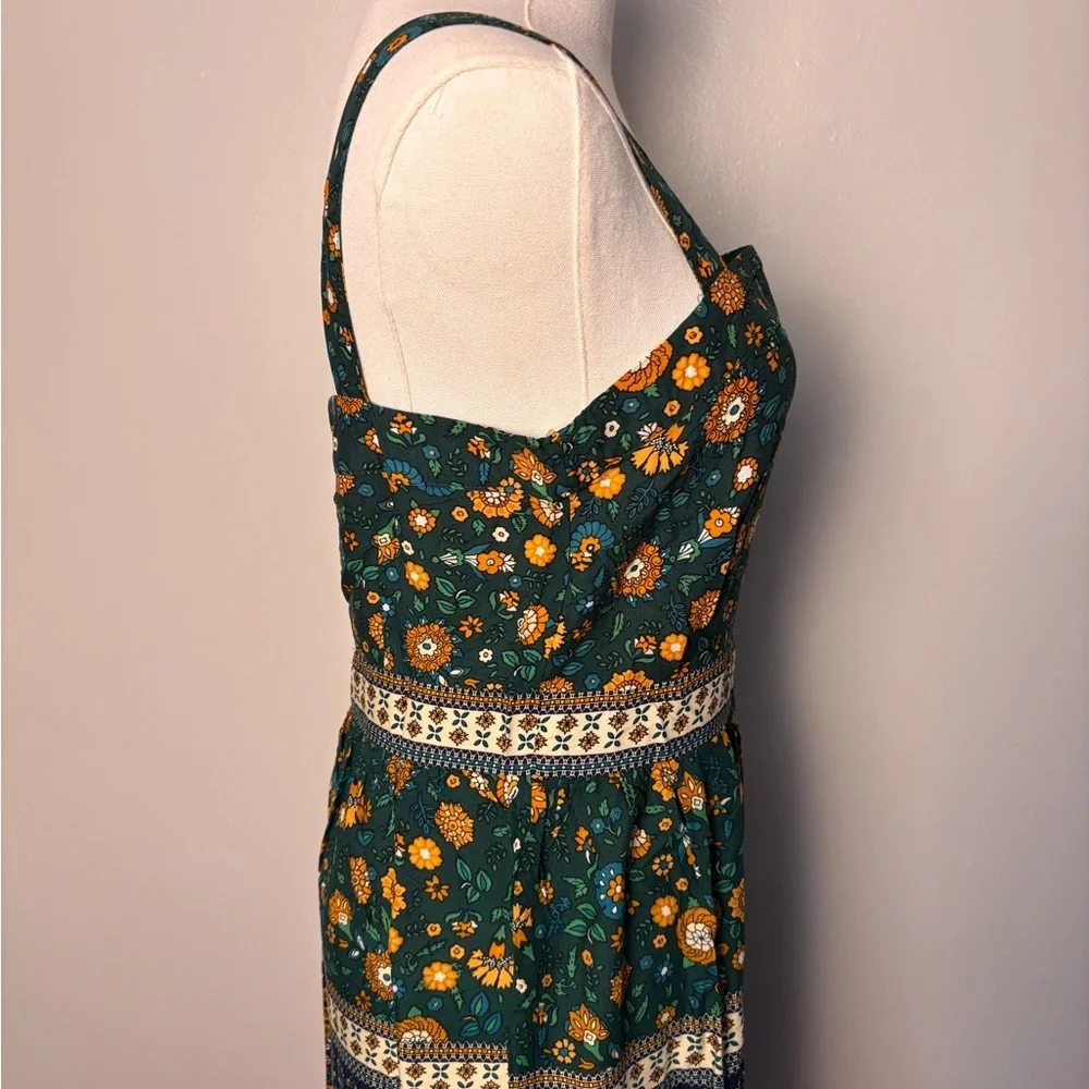 Umgree Floral Sleeveless Earth Tone Side Zip Maxi Dress Size Small - Picture 4 of 11